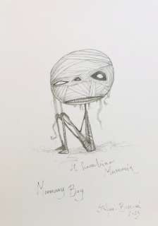 Bessoni, Stefano - 1 Original drawing - Tim Burton the eternal child of Burbank - Mummy Boy - 2023 | Catawiki