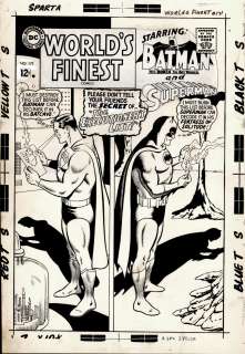 Curt Swan, George Klein - World‘s Finest Comics #171 Large Art Cover (Batman in the Batcave & Superman in His Fortress of Solitude with Kandor Bottle!) 1967