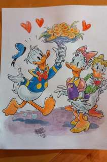 Alessandro Gottardo - 1 Watercolour - Donald Duck - "Ditelo coi fiori" - 2024 | Catawiki