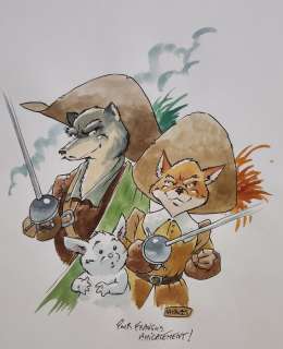 Jean-Luc Masbou - 1 Original colour drawing - De cape et de crocs | Catawiki