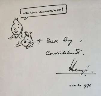 Hergé - 1 Dessin original dédicacé - Tintin - 1976 | Catawiki
