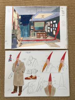 Torres, Daniel - 2 Original colour drawing - Claudio Cueco - Estudio para diseño de sala de exposición - 1992 | Catawiki