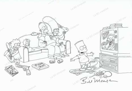 Bill MORRISON - Dessin Original Famille Simpson télé