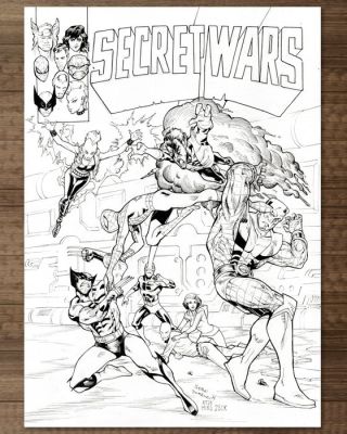 Sergi Domenech – Marvel Secret Wars n°3 Couverture (Hommage à Zeck) - Hand Signed Original Inked Artwork | Catawiki
