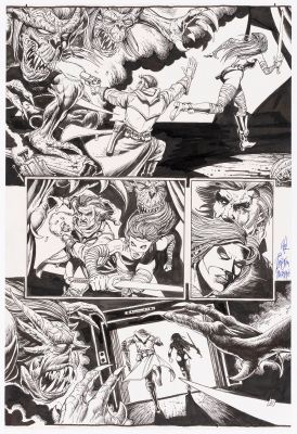 Lot 148 - TIM TRUMAN GRIMJACK: KILLER INSTINCT #1 COMIC BOOK PAGE ORIGINAL ART.