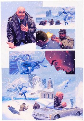 Lot 22 - THE BROTHERS HILDEBRANT SUPERMAN: THE LAST GOD OF KRYPTON COMIC BOOK PAGE ORIGINAL ART PAINTING. | Hake’s