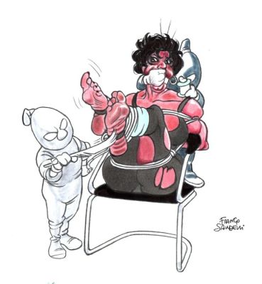 Saudelli, Franco - 1 Original colour page - Bondage - "Femmine alla corda..." - 1990