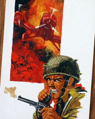 Fernando Fernández – Couverture originale peinte à la main - WWII Combat Scene (circa 1968) | Catawiki