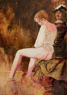 Manara,  Milo | Peinture très grand format  - Saskia ou Hendrickje, muses de Rembrandt van Rijn (2000) | Catawiki