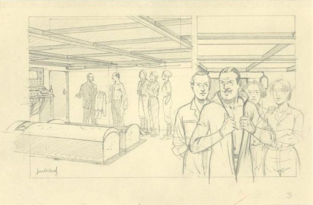 André Juillard Original preliminary drawing - Blake & Mortimer - Olrik & Blake