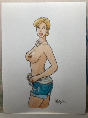 Malfin, Nicolas - 1 Original colour drawing - Golden City - Serveuse Las Vegas - 2026 | Catawiki