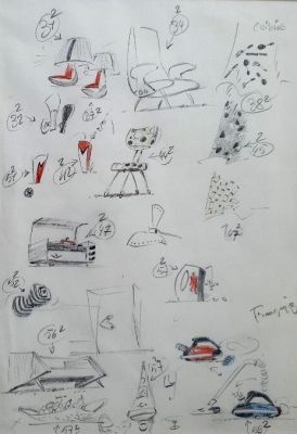 Franquin, André - 1 Original preliminary drawing - Projet d’édition d’objets pour le Centre Pompidou - 1988 | Catawiki