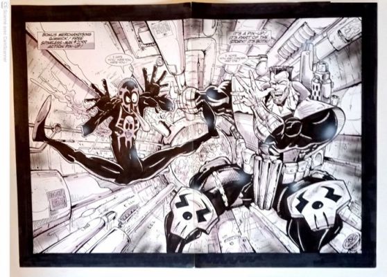 Spineless-man $ 2099 - Bill Maus - 22x17 - A2 - 1 Double Planche Splash publiée (DPS) - 1992