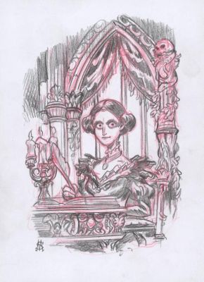 Stan Manoukian | Crayonné original préparatoire - Mary Shelley - Frankenstein | Daniel Maghen