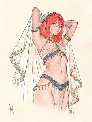 Daniel Cayuela - 1 Original drawing - Aladdin - Sexy Princess Jasmin - 2026 | Catawiki