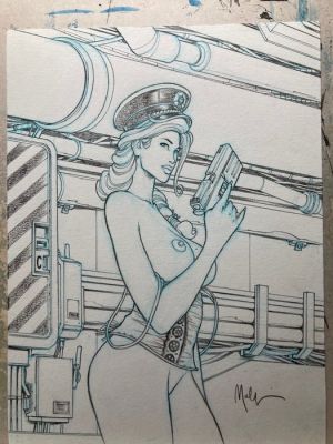 Malfin, Nicolas - 1 Original drawing - Golden City - Pin Up - 2026 | Catawiki