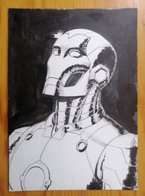 Atilio Rojo - 1 Original drawing - inktober 2023 - iron man clasic - 2023 | Catawiki