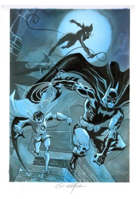 Formosa, Gil - 1 Original colour drawing - Batman-Robin-Catwoman | Catawiki
