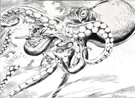 ALDO CAPITANIO - Original illustration for Tex. Cm. 35x25. Ink on thin board. Signed. Mint. Code 1063.