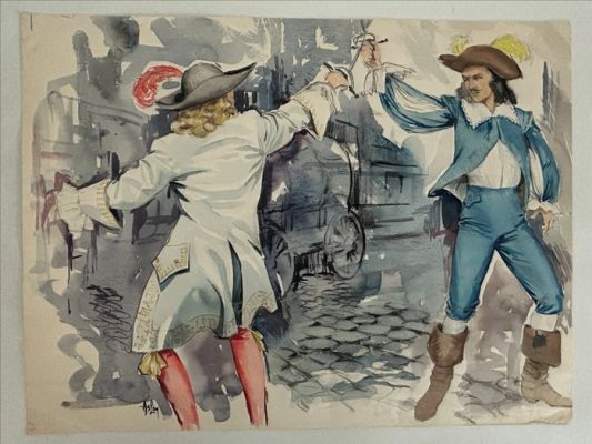 Aslan - 1 Original colour drawing - Aslan ( Alain Gourdon ) - Les Trois Mousquetaires - 1960 | Catawiki
