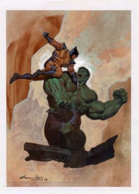 Olivetti, Ariel - WOLVERINE VS. THE HULK Illustration | ComicConnect (Buy It Now)