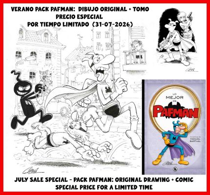 Joaquín Cera | Special – Original drawing -Pafman + book: Lo mejor de Pafman (dedicated) – Cera | Origin Of Comics