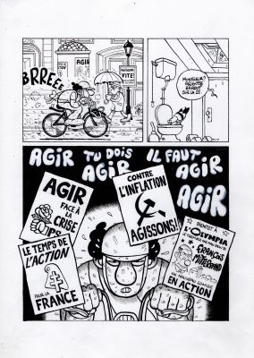 Fabrice Erre | Planche originale "Coluche président" (Fluide gla... | Les dessinateurs
