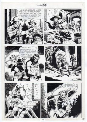 Miguel Angel Repetto | Tavola originale per MAXY TEX 4 ‘I due volti della vendetta’ dalla prima storia ‘La collera di Tex’. Cm. 28,5 x 40,5. Anno di esecuzione 2000. Pag. 211.  Il supporto, come sempre in Repetto, è un cartoncino glossy. | Art e Fumetto