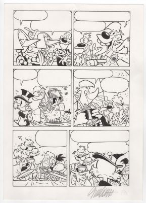Giorgio Cavazzano | Tavola originale Disney per Topolino n. 2984/2013 ‘Zio Paperone e i dieci piccoli miliardari’. Cm. 25 x 35. Tav. 14. | Art e Fumetto