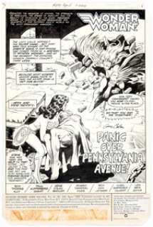 Gene Colan and Romeo Tanghal Wonder Woman #290 Splash Page 1 Original Art (DC, 1982). Silver Swan is facing the - | Heritage
