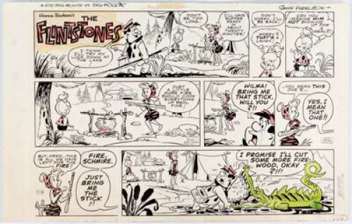 Gene Hazelton The Flintstones Sunday Comic  Strip Original Art dated 11-8-70 (McNaught Syndic... | Heritage