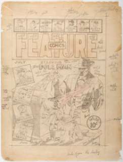 Gill Fox Feature Comics #58 Cover Preliminary Artwork Doll Man Original Art (Quality Comics, 1942). A fantastic - | Heritage
