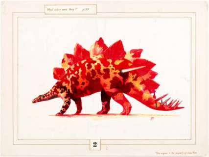 Chris Foss - Red Dinosaur Illustration Original Art (c. 1990s). Created for an educational book, this image was -