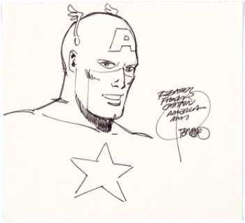 Jim Steranko - Captain America Illustration Original Art (undated). The Sentinel of Liberty himself is smiling - | Heritage