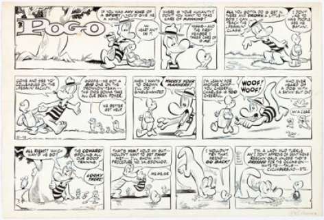 Walt Kelly Pogo Sunday Comic Strip Original Art dated 8-13-61 (Hall Syndicate, 1961) No less than care of - | Heritage