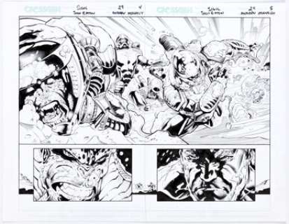 Scot Eaton and Andrew Hennessy Sigil #29 Double-Page Spread Pages 4-5 Original Art (CrossGen, 2002)....