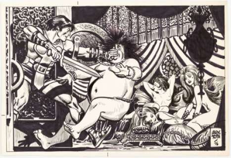 Alex Toth - Barbarian in the Harem Illustration Original Art (1976).... | Heritage