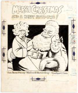 Harold Gray Little Orphan Annie Christmas Card Illustration Original Art (1951).... | Heritage