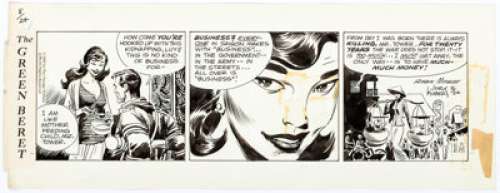  - Joe Kubert Tales of the Green Beret Daily Comic Strip Original Art dated 8-24-66 (Chicago Tribune Syndicate, 1966)...