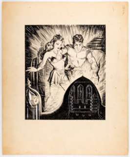 Moore Planet Stories Fall-1946 Illustration Original Art Group of 2 (Love Romances Publishing Co., 1946). ... (Total: 2 Original Art)