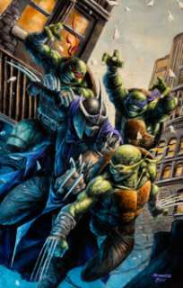 Johnny Desjardins Teenage Mutant Ninja Turtles #100 Black Flag Variant Cover Painting with Kevin Eastman Remarque ... | Heritage