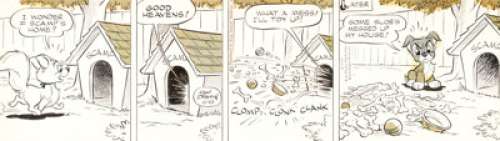 Roger Armstrong Scamp Daily Comic Strip Original Art dated 6-10-58 (Walt Disney Productions/ King Features Syndica...