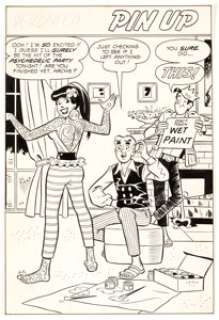 Dan DeCarlo - Veronica Psychedelic Pin-Up Original Art (Archie, c. 1968). Archie gives Veronica a - | Heritage