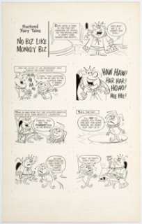 Mel Crawford (attributed) Rocky and His Fiendish Friends Unpublished Complete 5-Page Story Fractured Fairy Tales -