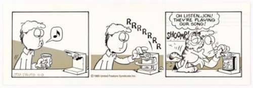 Jim Davis Garfield Daily Comic Strip original Art dated 4-9-85 (United Feature Syndicate, 1985). It’s uncanny just - | Heritage