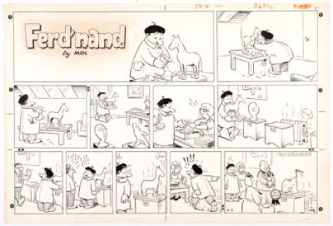 Henning "Mik" Mikkelsen Ferd‘nand Sunday Comic Strip Original Art dated 3-3-63 (United Feature Syndicate, 1963)....