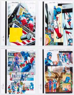 Captain America # - 4 Production Color Guide Complete 22-Page Story Group and Production Notes Group of 45 (Marvel, 1998).