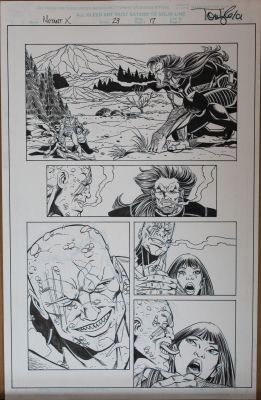 Tom Lyle | Tavola originale per Mutant X # 29 p. 17. Cm.28,5 x 44. Marvel Comics, 1998. Inks by Andrew Pepoy. | Art e Fumetto