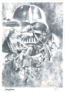 Sanjulian – Star Wars: Empire Strickes Back original pencil poster 1980 – Original Art