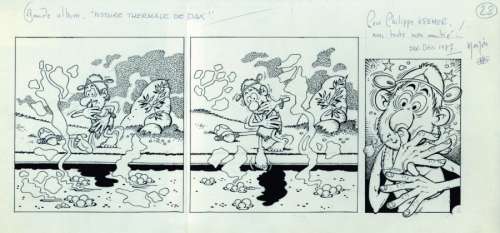 Monzon - RAMON Histoire thermale de Dax Planche Ã  l‘encre de chine 38 x 18